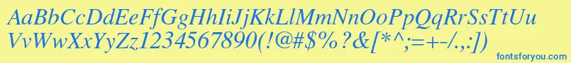 LatinskijcItalic Font – Blue Fonts on Yellow Background