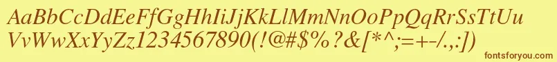 LatinskijcItalic Font – Brown Fonts on Yellow Background