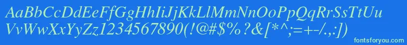 LatinskijcItalic Font – Green Fonts on Blue Background