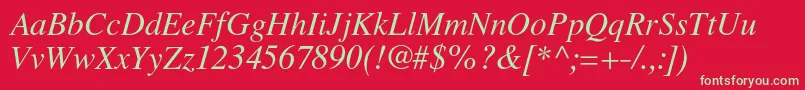 LatinskijcItalic Font – Green Fonts on Red Background