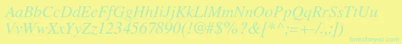 LatinskijcItalic Font – Green Fonts on Yellow Background