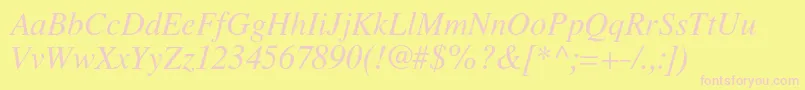 LatinskijcItalic Font – Pink Fonts on Yellow Background