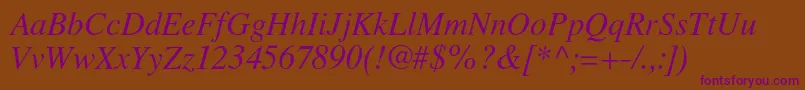 LatinskijcItalic Font – Purple Fonts on Brown Background