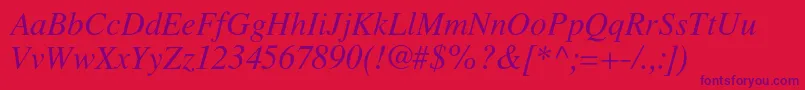 LatinskijcItalic Font – Purple Fonts on Red Background