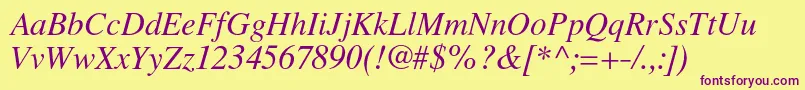 LatinskijcItalic Font – Purple Fonts on Yellow Background