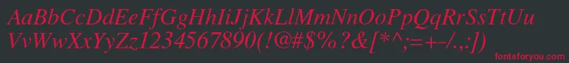 LatinskijcItalic Font – Red Fonts on Black Background