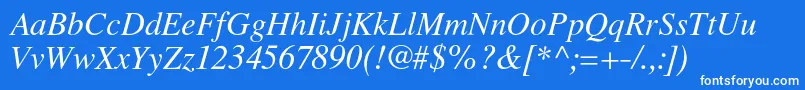 LatinskijcItalic Font – White Fonts on Blue Background