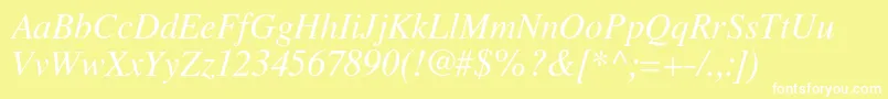 LatinskijcItalic-Schriftart – Weiße Schriften auf gelbem Hintergrund