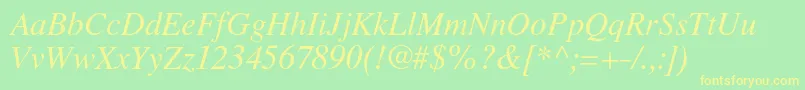 LatinskijcItalic Font – Yellow Fonts on Green Background