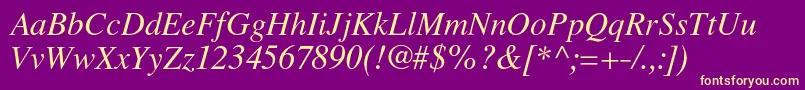 LatinskijcItalic Font – Yellow Fonts on Purple Background