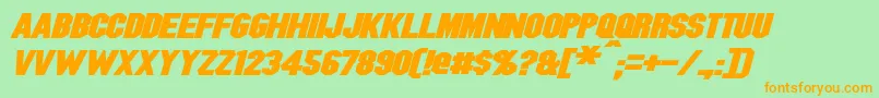 BlitzwingExpandedBoldItalic Font – Orange Fonts on Green Background