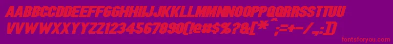 BlitzwingExpandedBoldItalic Font – Red Fonts on Purple Background