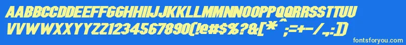 BlitzwingExpandedBoldItalic Font – Yellow Fonts on Blue Background