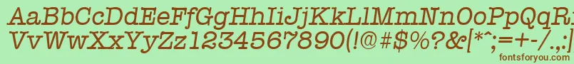 More about TypewriterSerialRegularitalicDb Font TypewriterSerialRegularitalicDb Font – Brown Fonts on Green Background