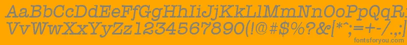 TypewriterSerialRegularitalicDb-Schriftart – Graue Schriften auf orangefarbenem Hintergrund