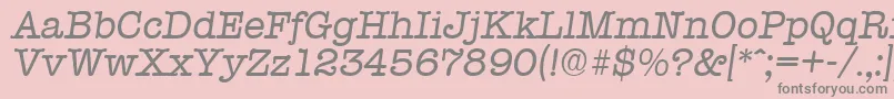 フォントTypewriterSerialRegularitalicDb – ピンクの背景に灰色の文字