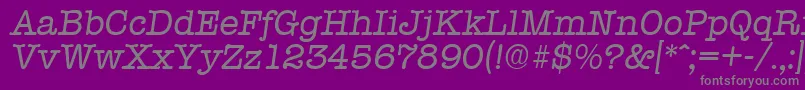 TypewriterSerialRegularitalicDb Font – Gray Fonts on Purple Background
