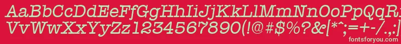 TypewriterSerialRegularitalicDb-fontti – vihreät fontit punaisella taustalla