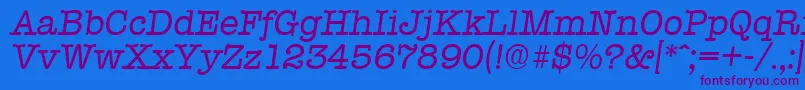 TypewriterSerialRegularitalicDb Font – Purple Fonts on Blue Background