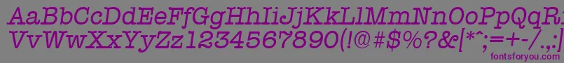TypewriterSerialRegularitalicDb Font – Purple Fonts on Gray Background