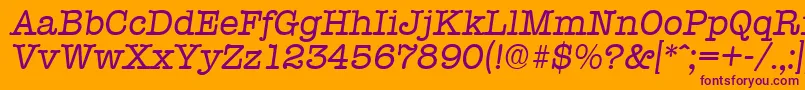 TypewriterSerialRegularitalicDb-Schriftart – Violette Schriften auf orangefarbenem Hintergrund