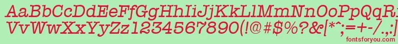 TypewriterSerialRegularitalicDb Font – Red Fonts on Green Background