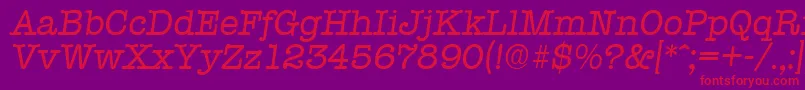 TypewriterSerialRegularitalicDb Font – Red Fonts on Purple Background