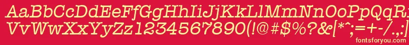 TypewriterSerialRegularitalicDb Font – Yellow Fonts on Red Background