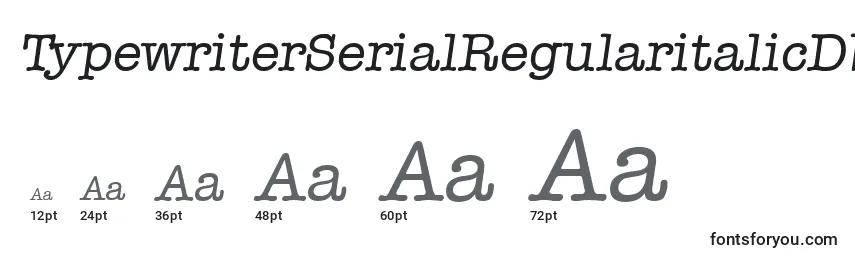 Размеры шрифта TypewriterSerialRegularitalicDb