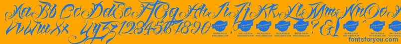 Шрифт Linascriptdemo – синие шрифты на оранжевом фоне