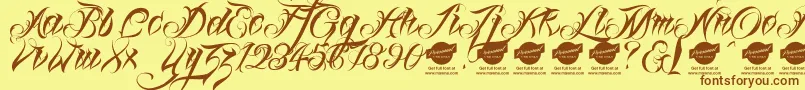 Linascriptdemo Font – Brown Fonts on Yellow Background