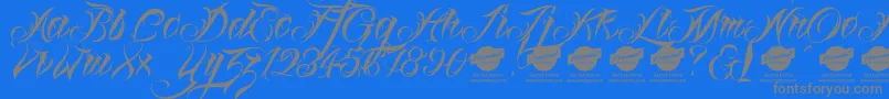 Linascriptdemo-fontti – harmaat kirjasimet sinisellä taustalla