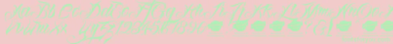 Linascriptdemo-fontti – vihreät fontit vaaleanpunaisella taustalla