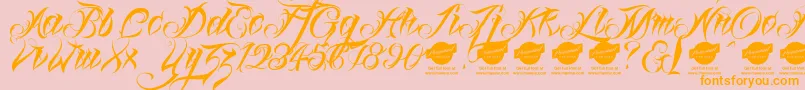 Czcionka Linascriptdemo – pomarańczowe czcionki na różowym tle