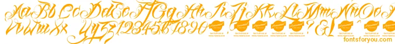 Linascriptdemo-Schriftart – Orangefarbene Schriften auf weißem Hintergrund