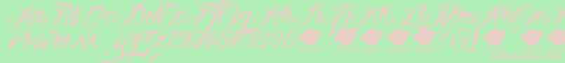 フォントLinascriptdemo – 緑の背景にピンクのフォント