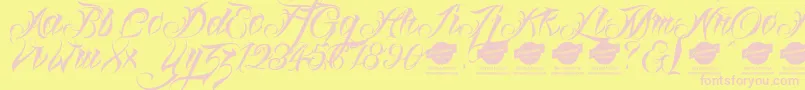 Linascriptdemo Font – Pink Fonts on Yellow Background