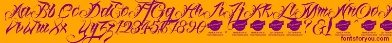Шрифт Linascriptdemo – фиолетовые шрифты на оранжевом фоне