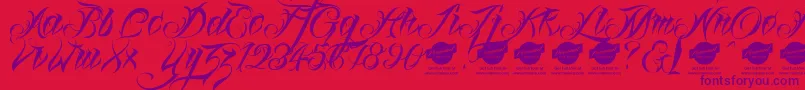 Linascriptdemo-fontti – violetit fontit punaisella taustalla
