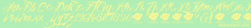 Linascriptdemo Font – Yellow Fonts on Green Background