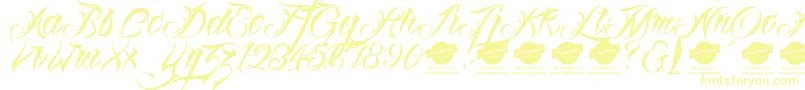 Linascriptdemo-fontti – keltaiset fontit valkoisella taustalla
