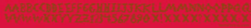 OrphanageRiot1-fontti – ruskeat fontit punaisella taustalla