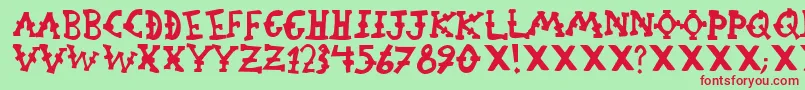 OrphanageRiot1 Font – Red Fonts on Green Background