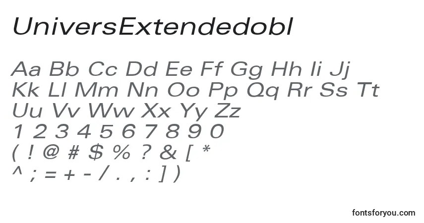 A fonte UniversExtendedobl – alfabeto, números, caracteres especiais