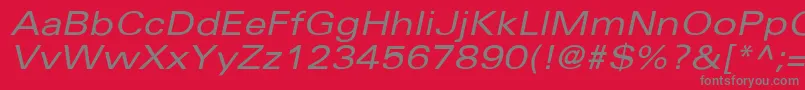 フォントUniversExtendedobl – 赤い背景に灰色の文字