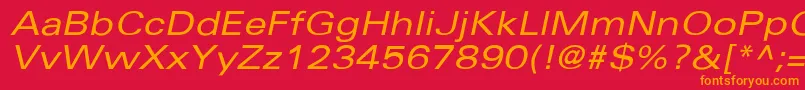 UniversExtendedobl Font – Orange Fonts on Red Background