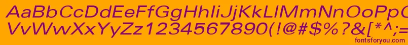 UniversExtendedobl Font – Purple Fonts on Orange Background