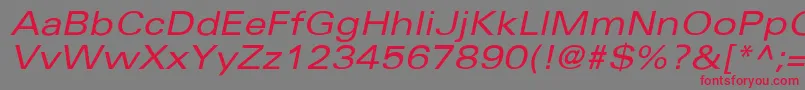 UniversExtendedobl Font – Red Fonts on Gray Background