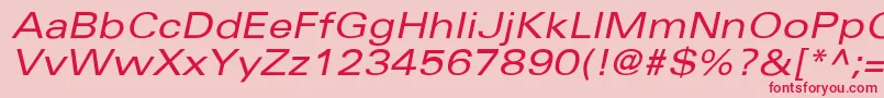フォントUniversExtendedobl – ピンクの背景に赤い文字