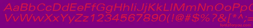 UniversExtendedobl Font – Red Fonts on Purple Background